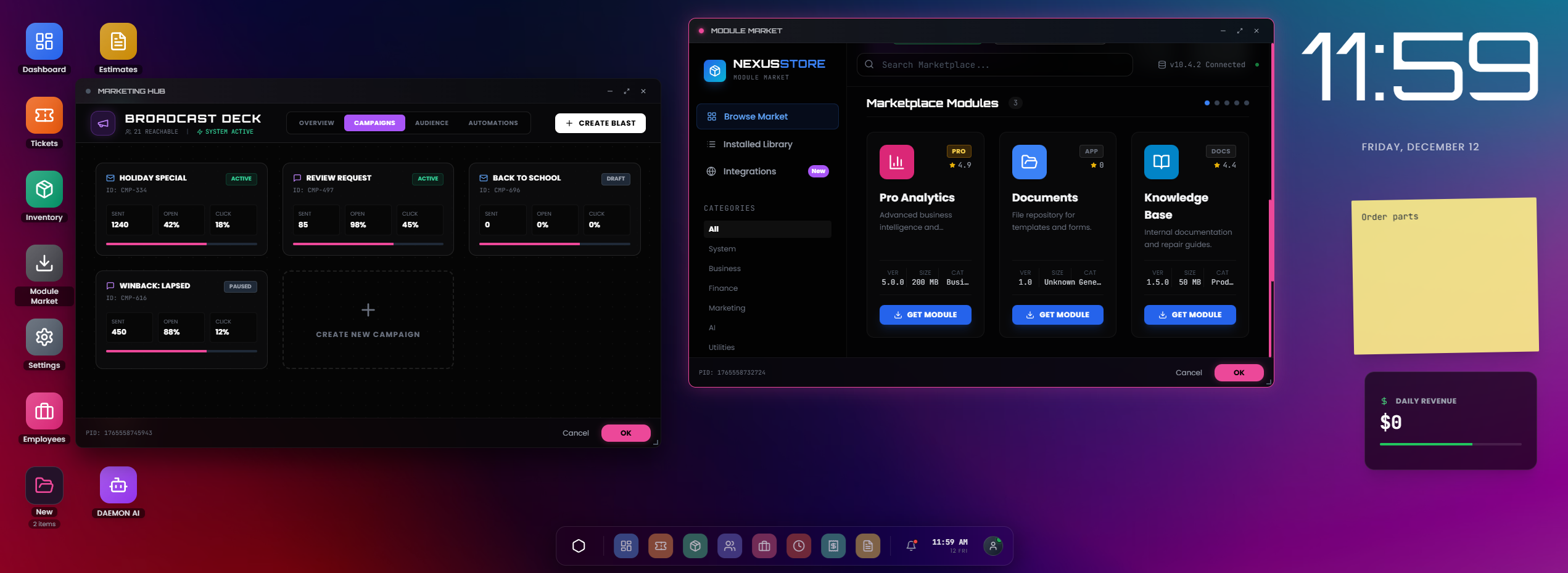 Repair OS multitasking view